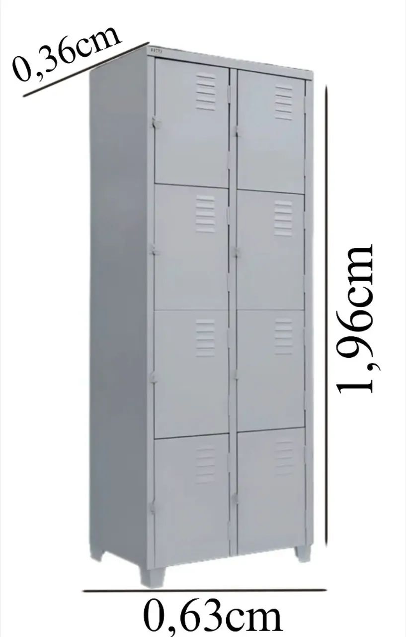 Roupeiro de Aço 8 Portas - 1,96x0,63x0,36m FAZEMOS ENTREGAS EM ATE 24 HORAS  - Foto 2