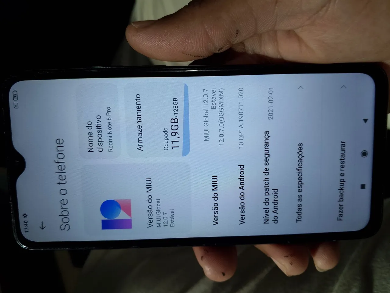 Vendo note 8 pro 128GB NFC por 400 reais