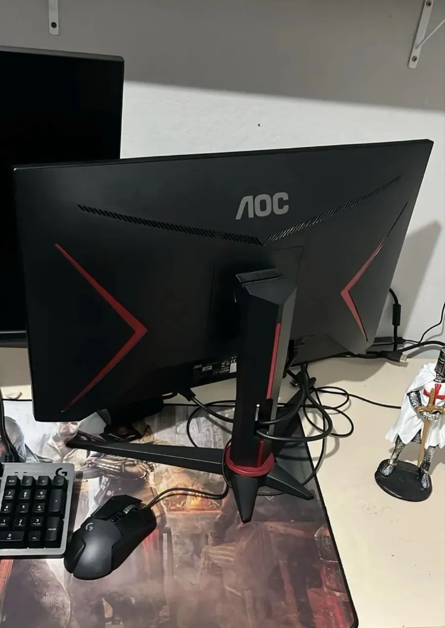 Monitor Gamer Aoc Speed 23,8'' 24g2he5 75hz Ips 1ms Preto/vermelho 127/220v (Usado) - Foto 2