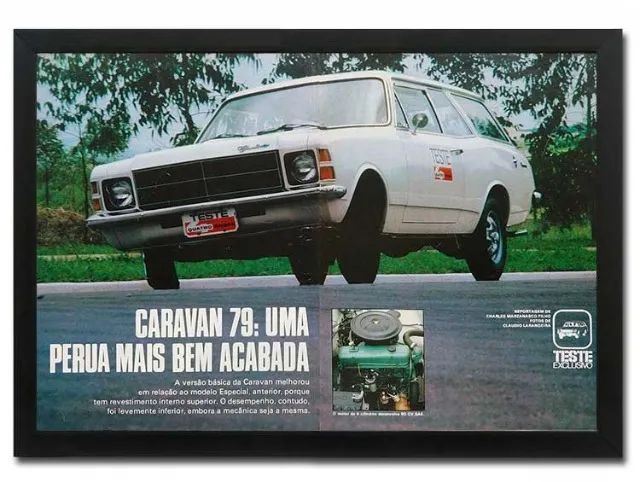 Opala e Caravan 1976, 1978, 1979 - Quadro decorativo com matéria original de revista - Foto 3