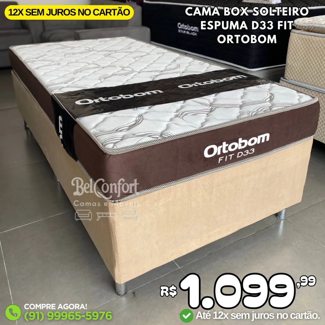 Cama Box Solteiro Ortobom 100% Espuma d33