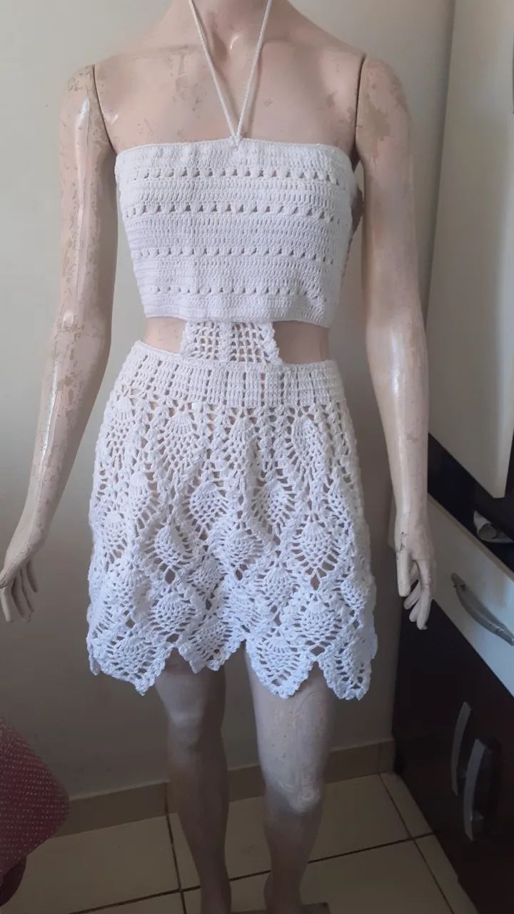 Vestido branco tamanho M ARTESANAL  - Foto 4