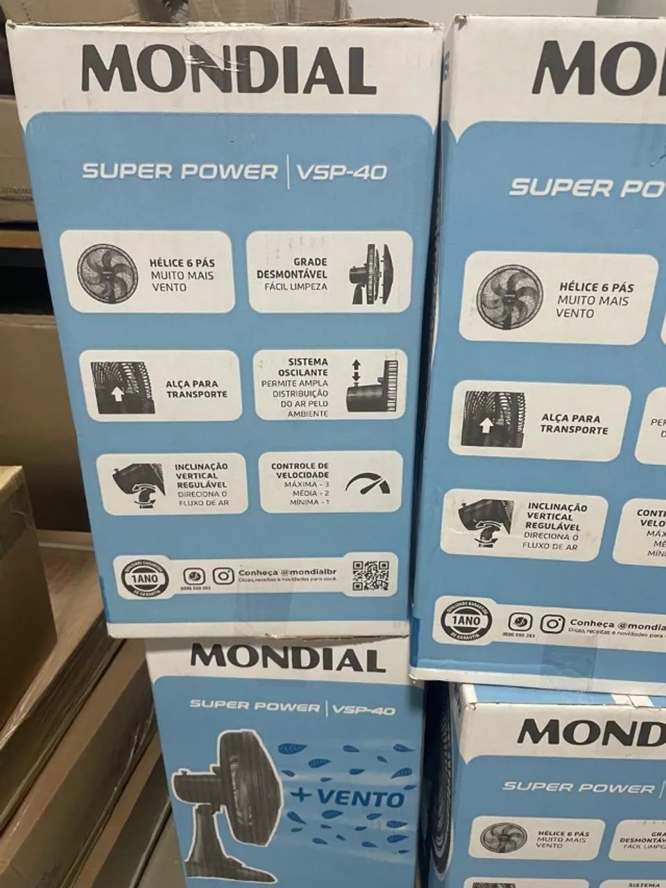 Ventilador de Mesa Mondial Super Power 40cm VSP40 B 6 Pás 3 Velocidades Preto - 110V - Foto 3