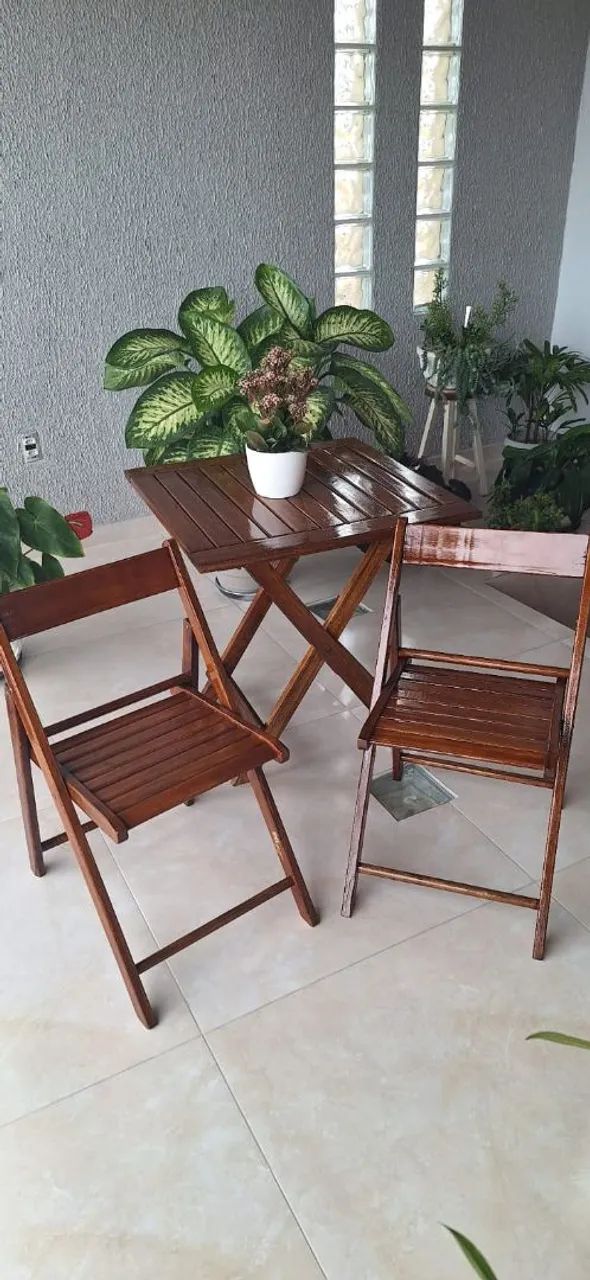  Jogo de mesa e cadeiras de madeira dobrável - Foto 2