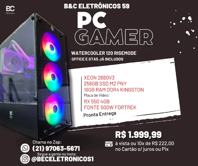 PC Gamer lindo pra rodar qualquer jogo rápido