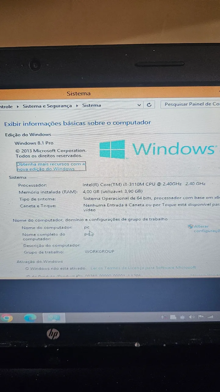 Notebook HP Windows 8.1 Pro