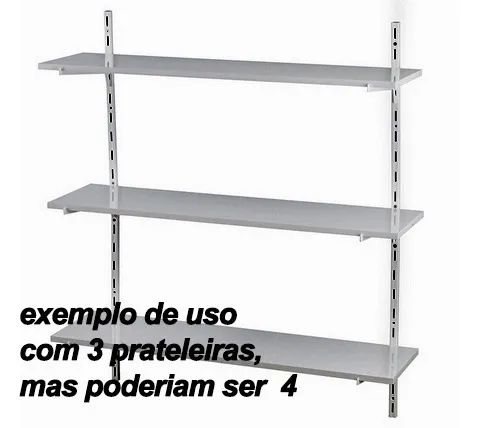 Estante de parede modular 2 trilhos de 1m, 8 suportes 30cm e 4 prateleiras - Foto 3