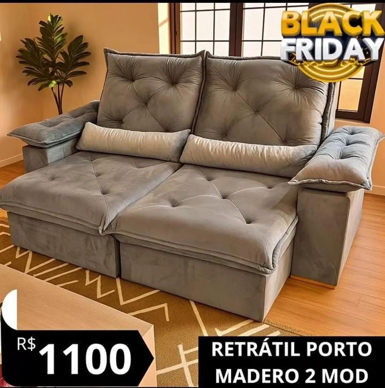 Sofá Retrátil e Reclinável Porto Madeiro 2m 