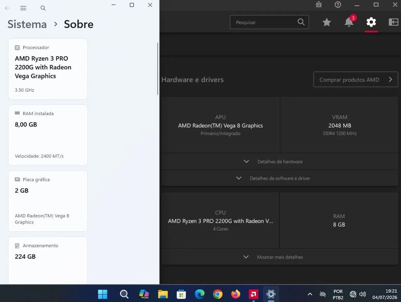 PC Computador Ryzen 3 PRO 2200G 8 GB RAM SSD 250 GB - Foto 4