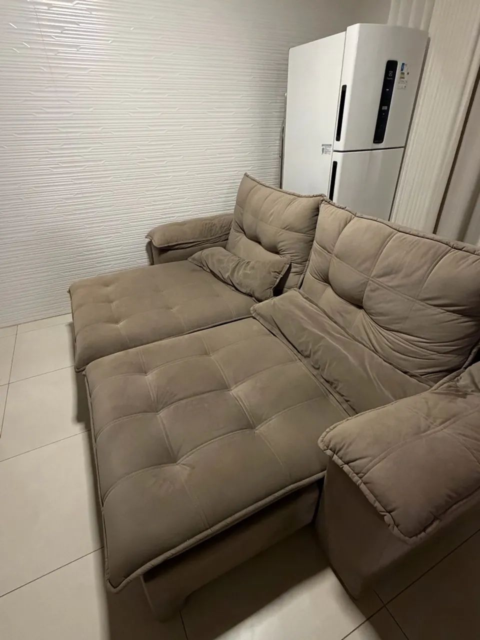 Sofá Retrátil e Reclinável 2 Lugares - Cinza - 2,60m - Foto 3
