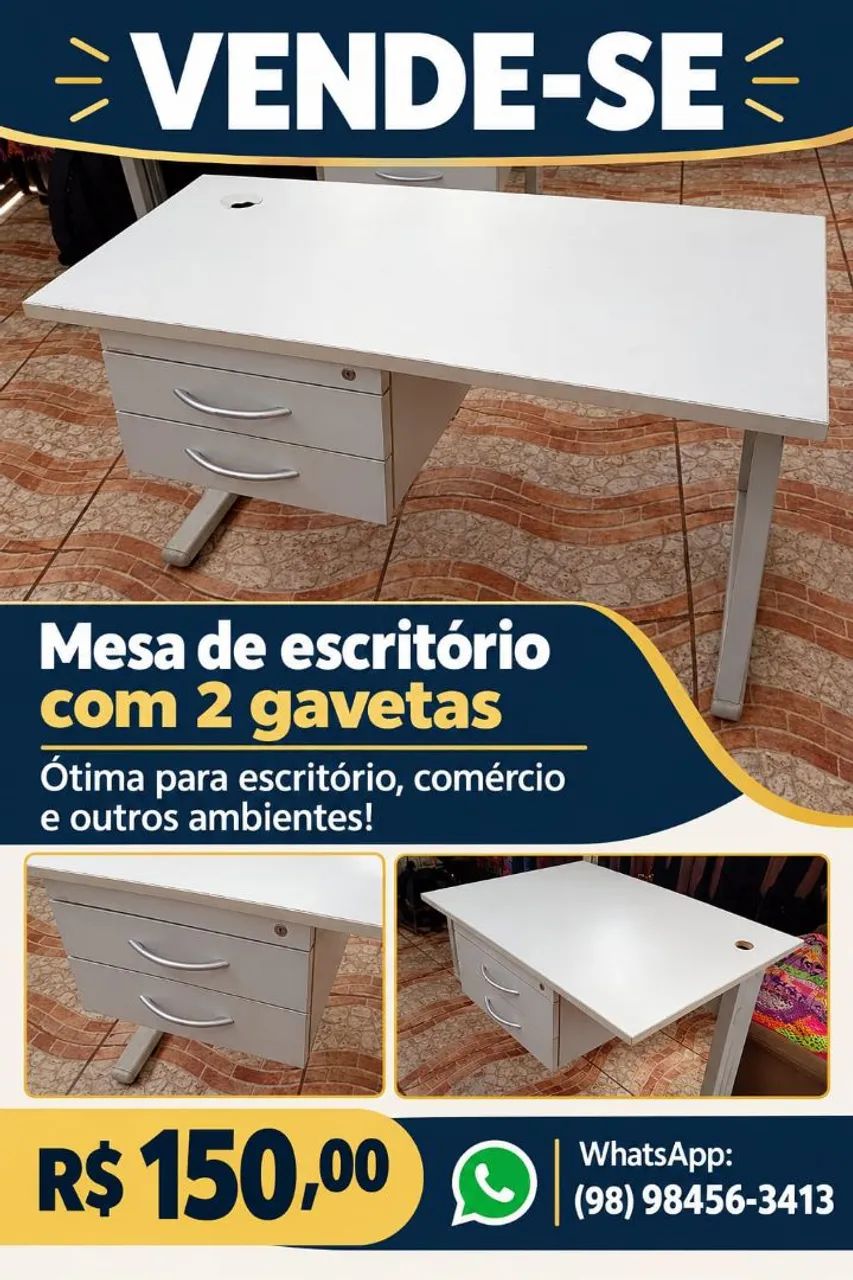 Mesa com 2 gavetas top