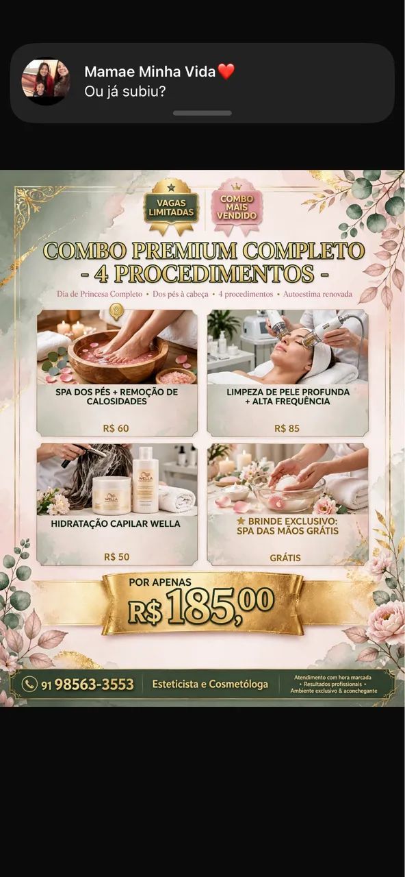 Combo premium, 4 serviços completos.