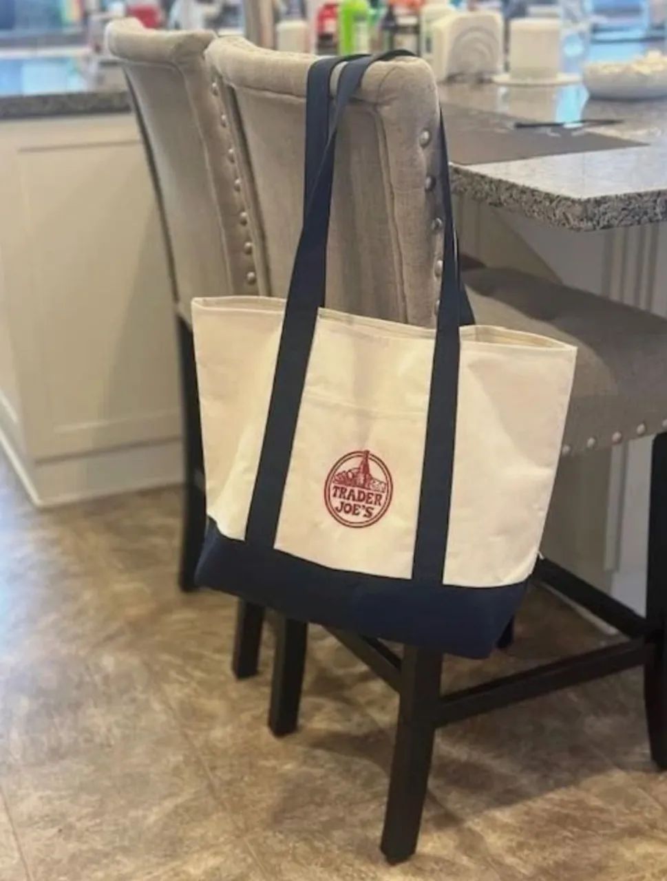 Bolsa Trader Joe's original | Ecobag bege e azul-marinho - Foto 5