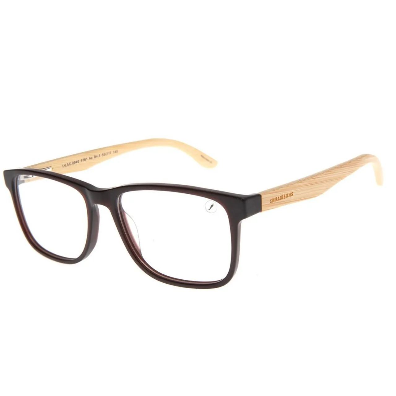 Armação óculos masculina chilli beans quadrada acetato e bambo