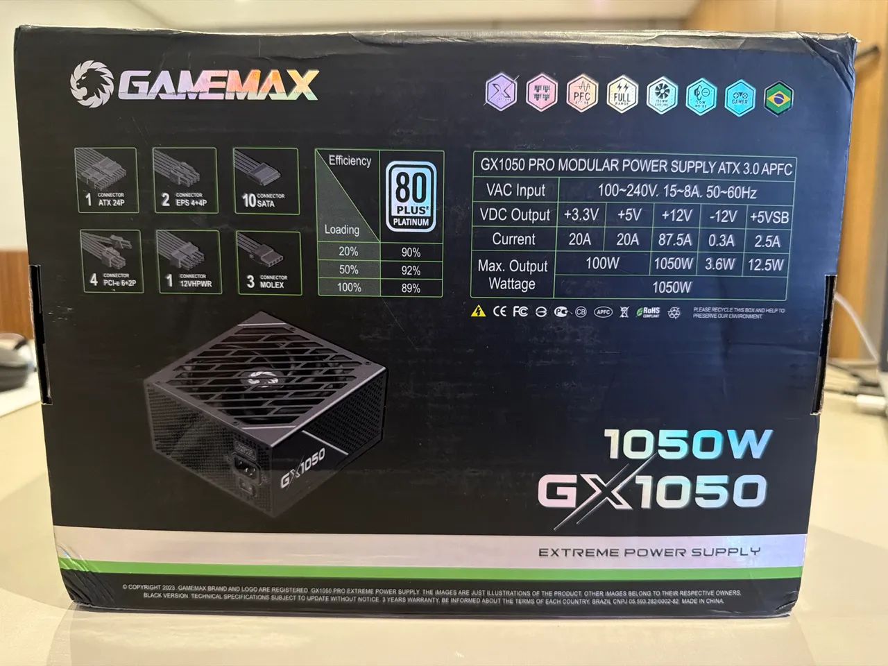 FONTE GAMER GAMEMAX 1050w GX1050 Modular 80Plus - Foto 2