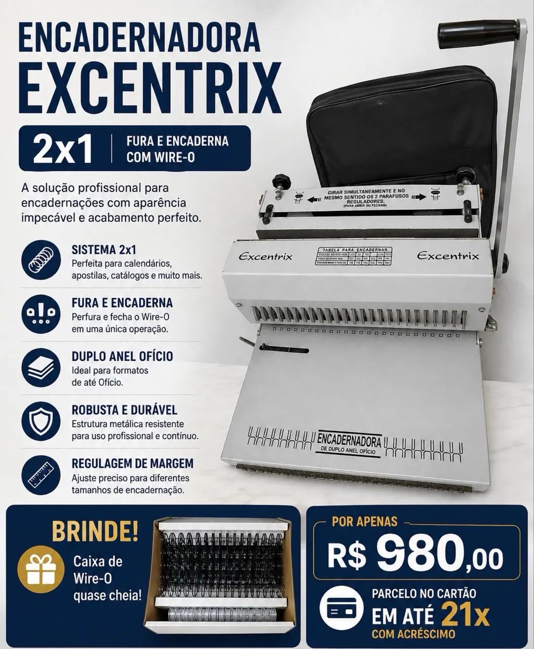 Encadernadora Excentrix wire-O 2x1