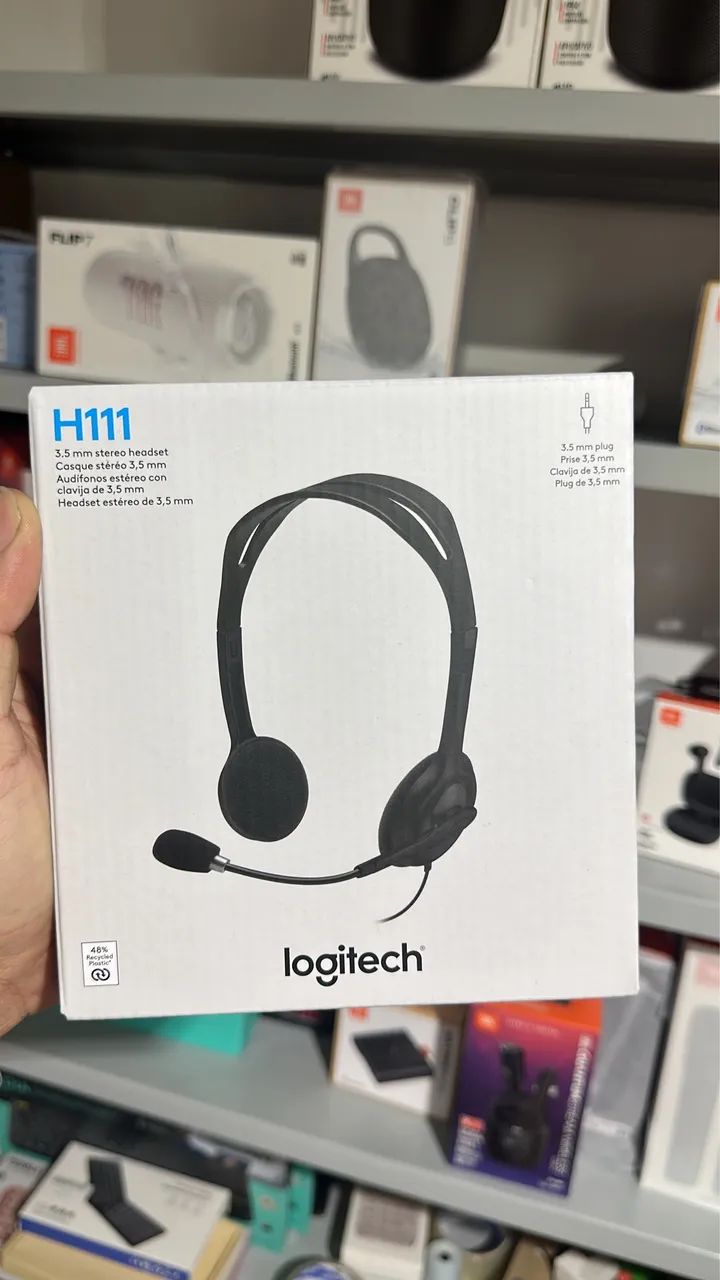 Headset Logitech H111 com fio - Cinza - Foto 2