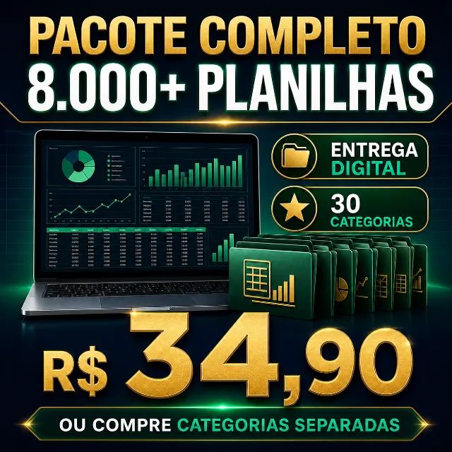 Pacote 8 Mil Planilhas Excel