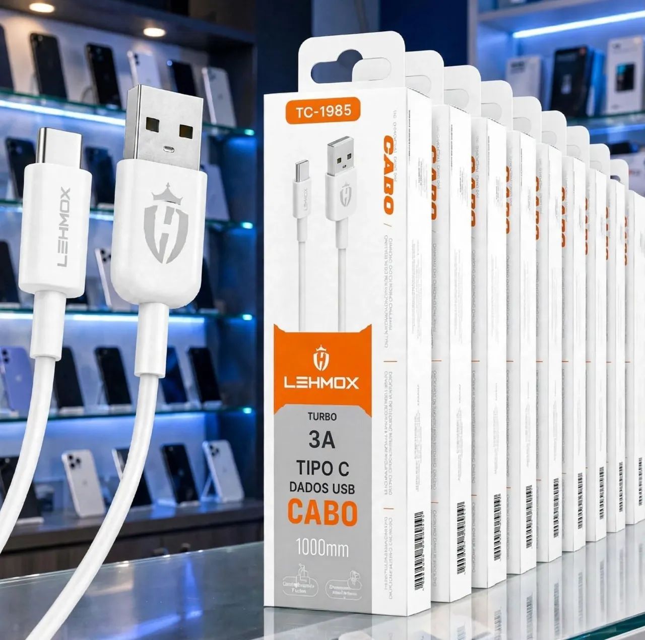 CABO USB TIPO C LEHMOX TURBO 3A - BRANCO