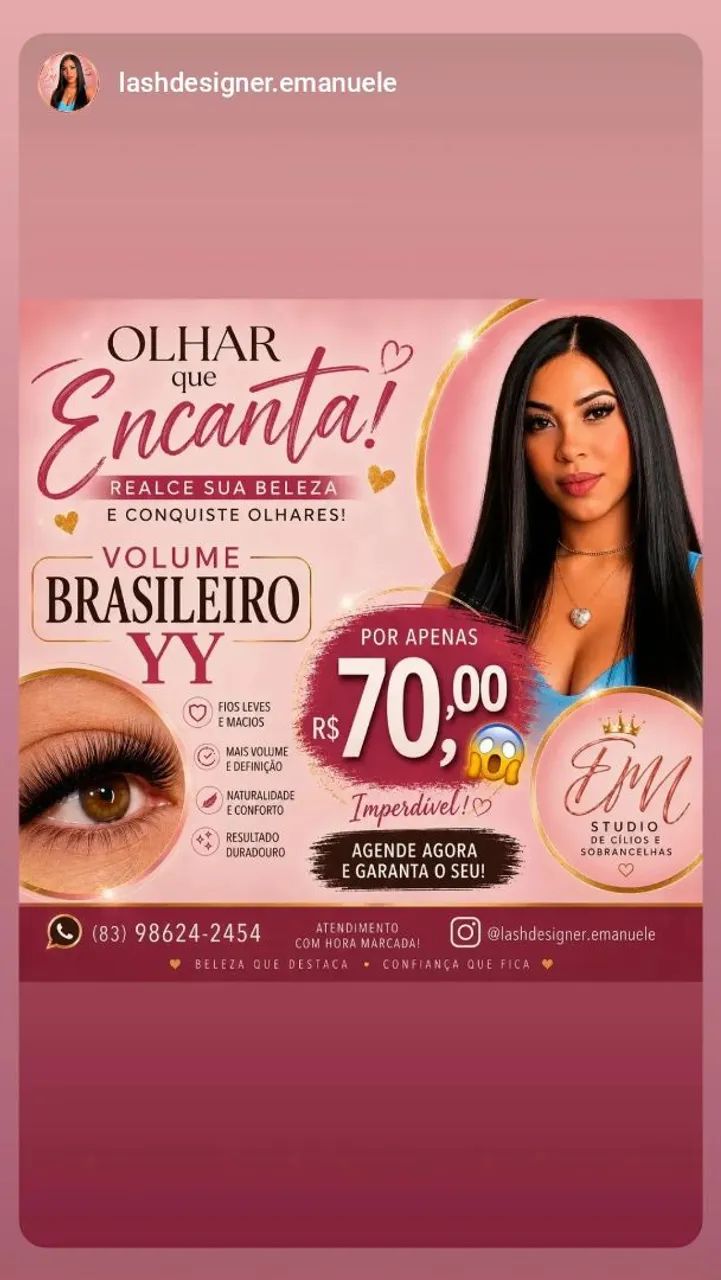 Extensão de cílios Fio a Fio 