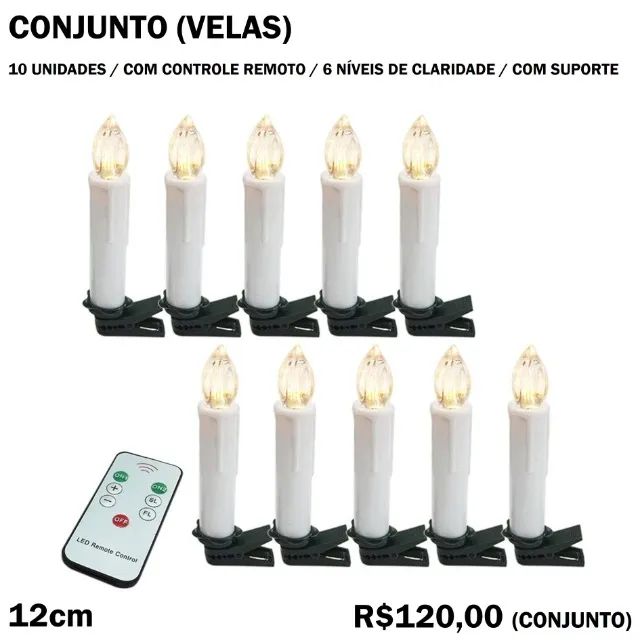 Conjunto de Vela Eletrônica com Controle Remoto