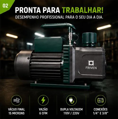 Bomba de Vácuo FRIVEN 6 CFM Duplo Estágio - Foto 2