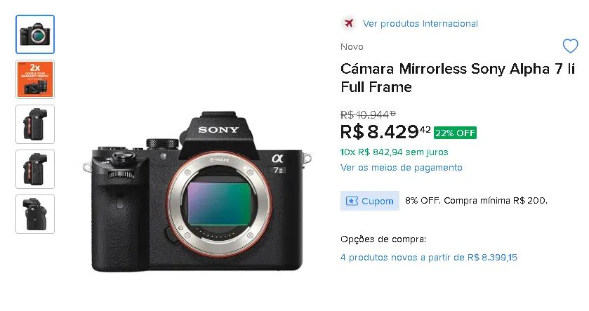 Câmera Sony A7 II + 16mm f/2.8 + 2 baterias - Câmeras e Filmadoras