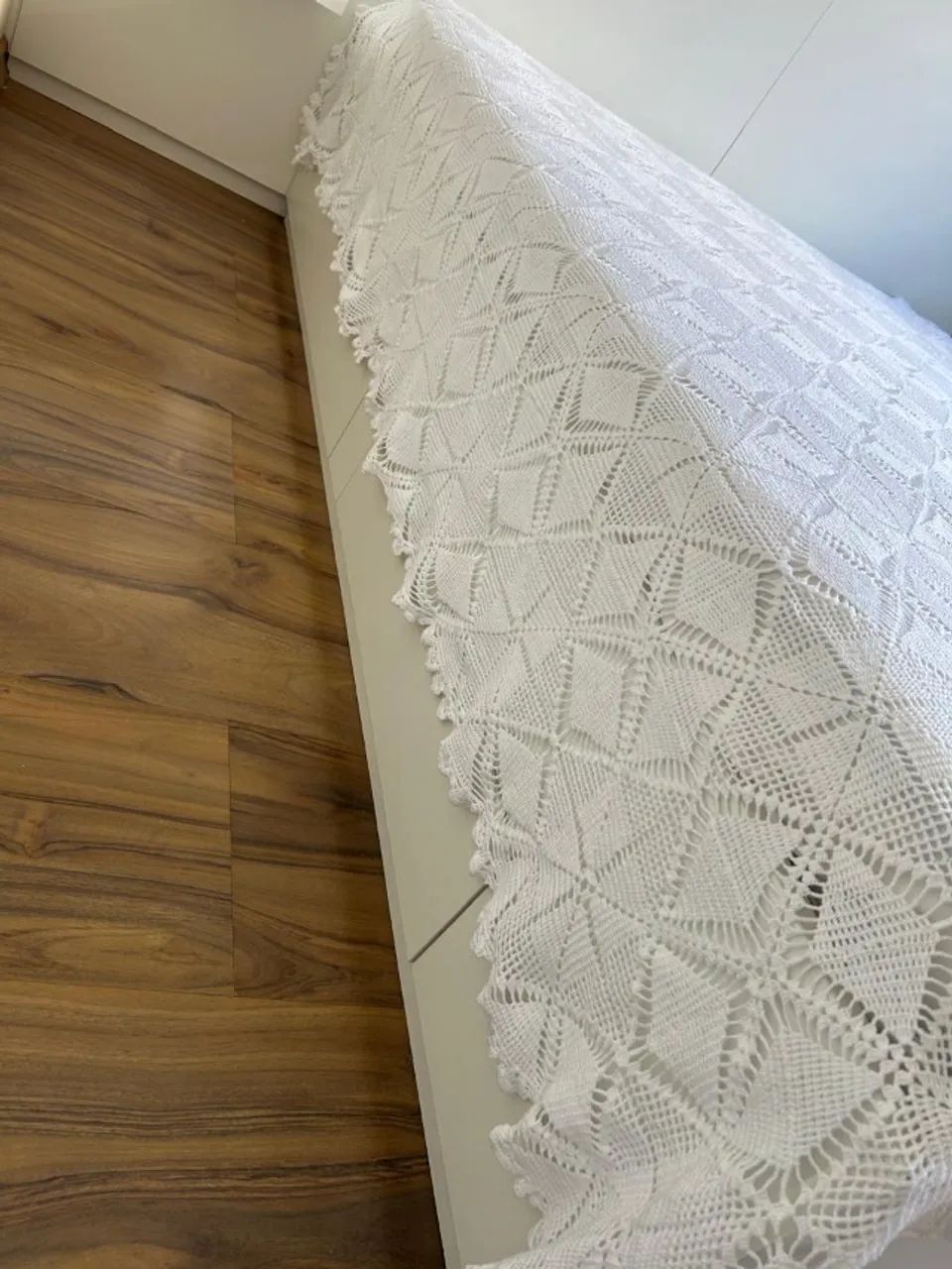 Colcha de Crochê Artesanal Branca - Foto 2