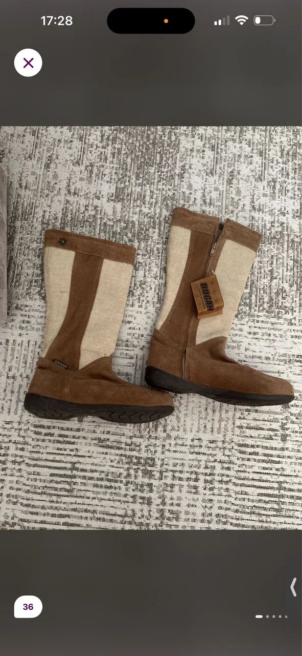 Bota couro 36 bege 