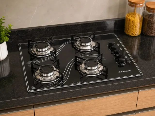 Fogão Cooktop 4 Bocas Preto Novo
