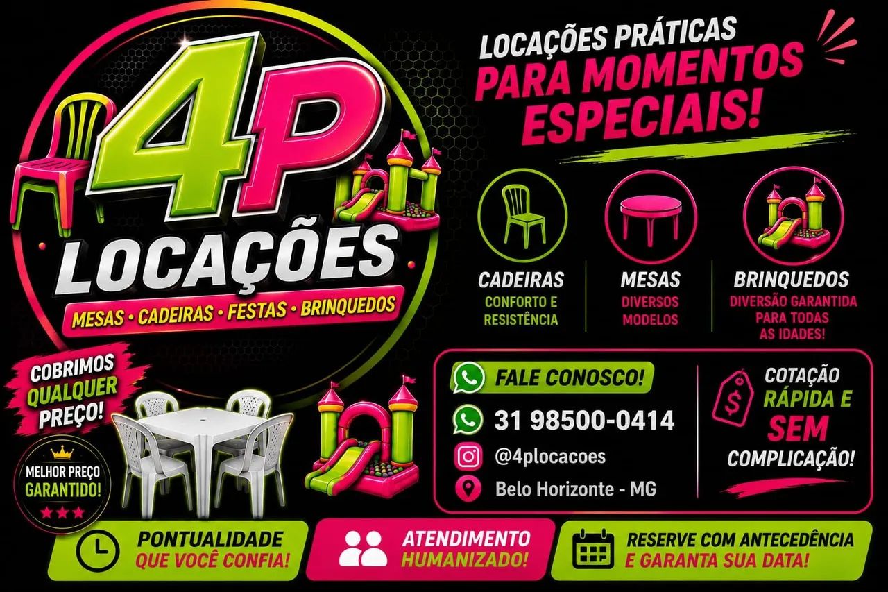 Aluguel de mesas e cadeiras e brinquedos