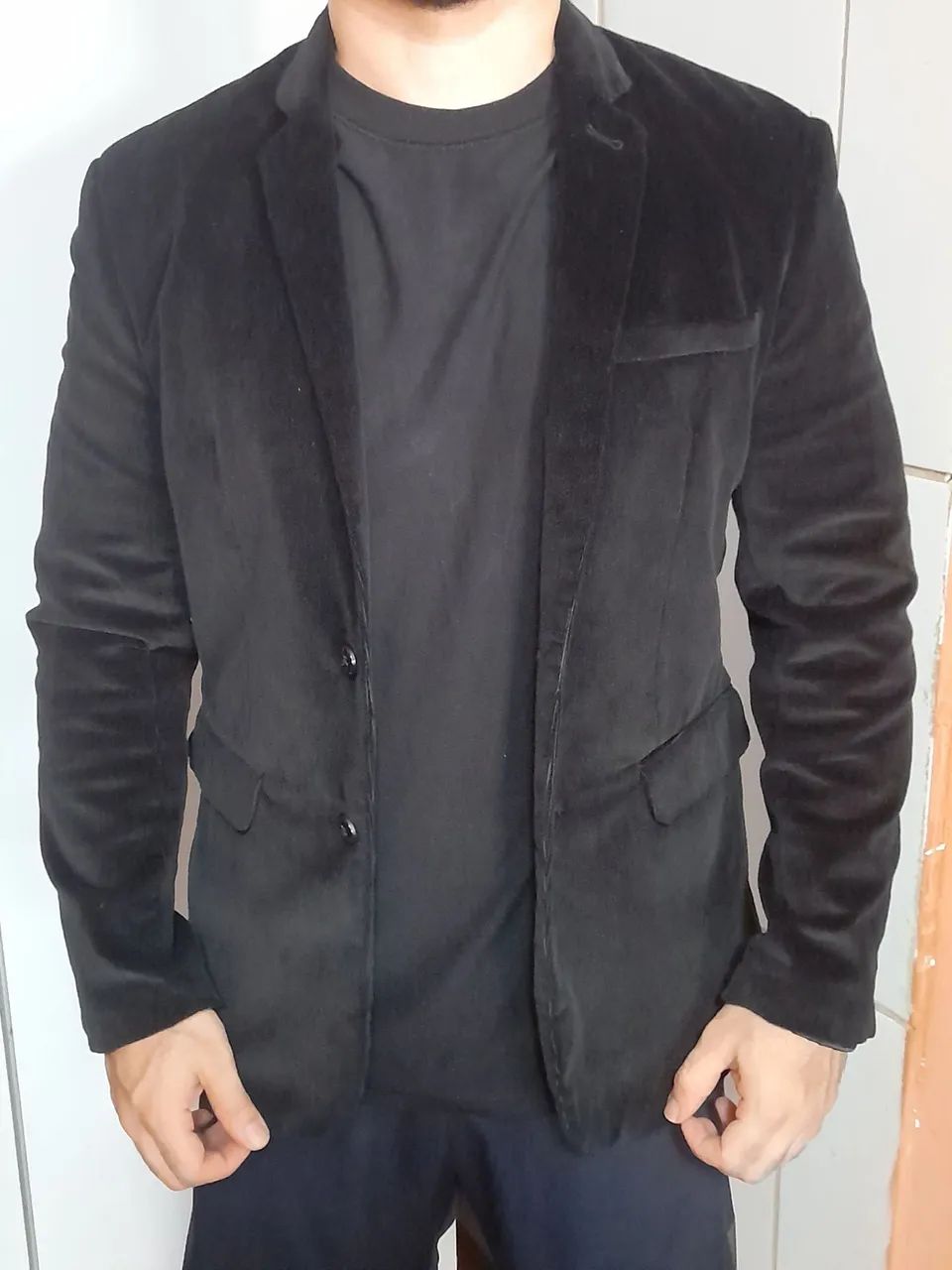 BLAZER SLIM FIT de veludo Preto 