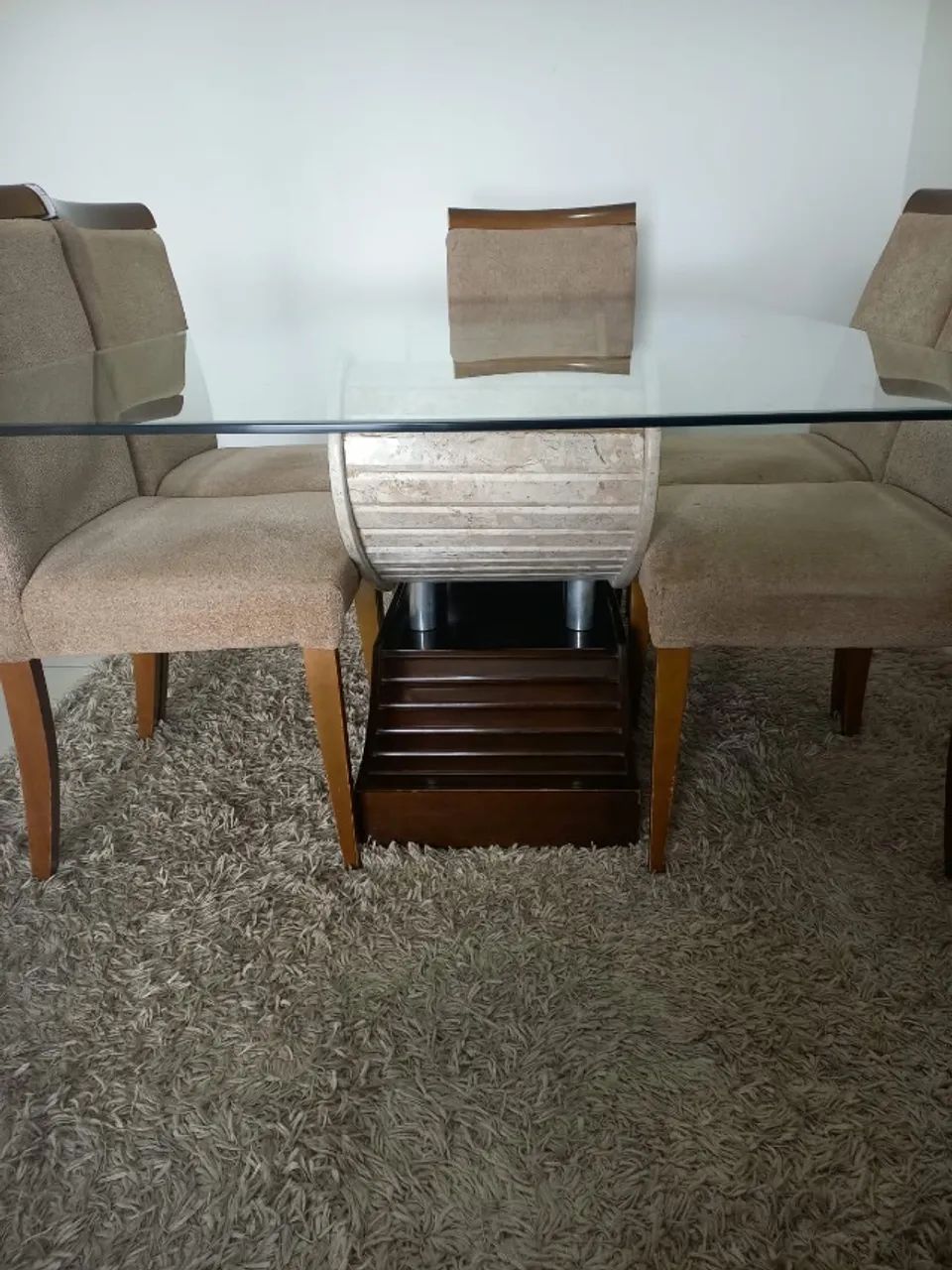 Mesa de Vidro com base em pedra Natural - Foto 4