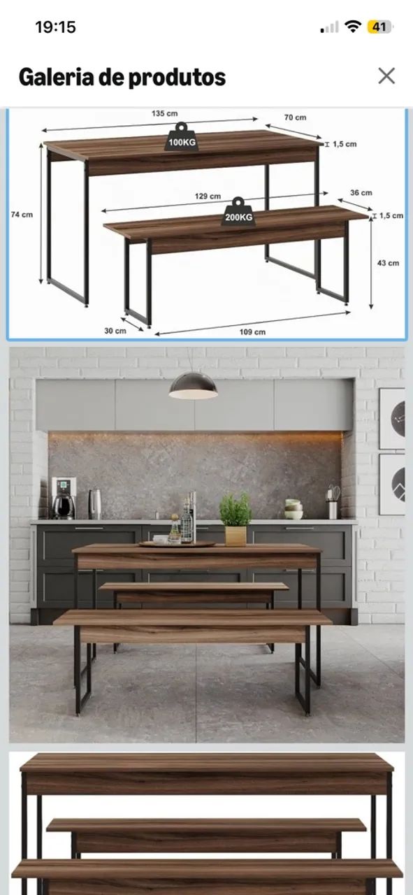 Mesa Jantar Industrial c/ 2 bancos - Foto 5
