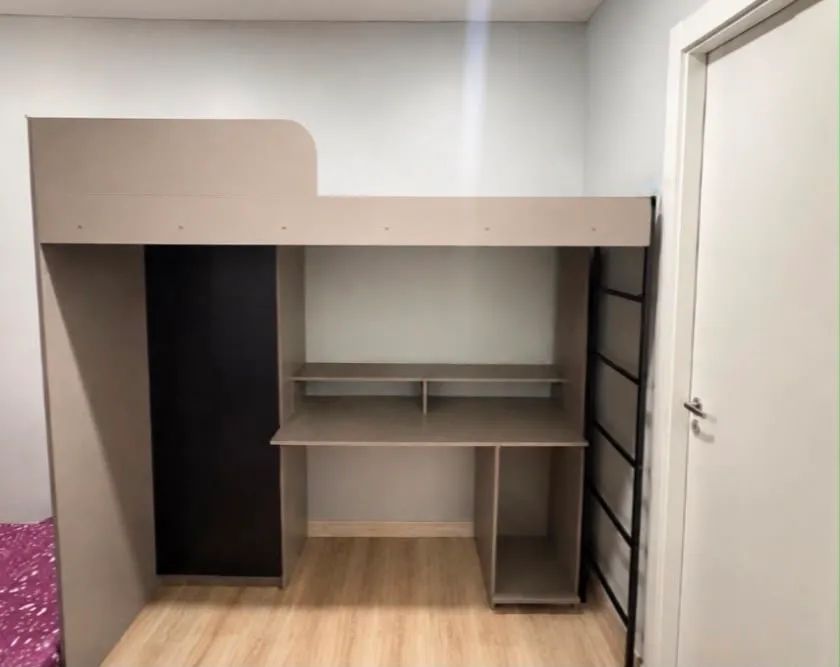 Cama Solteiro com Escrivaninha e Armário 