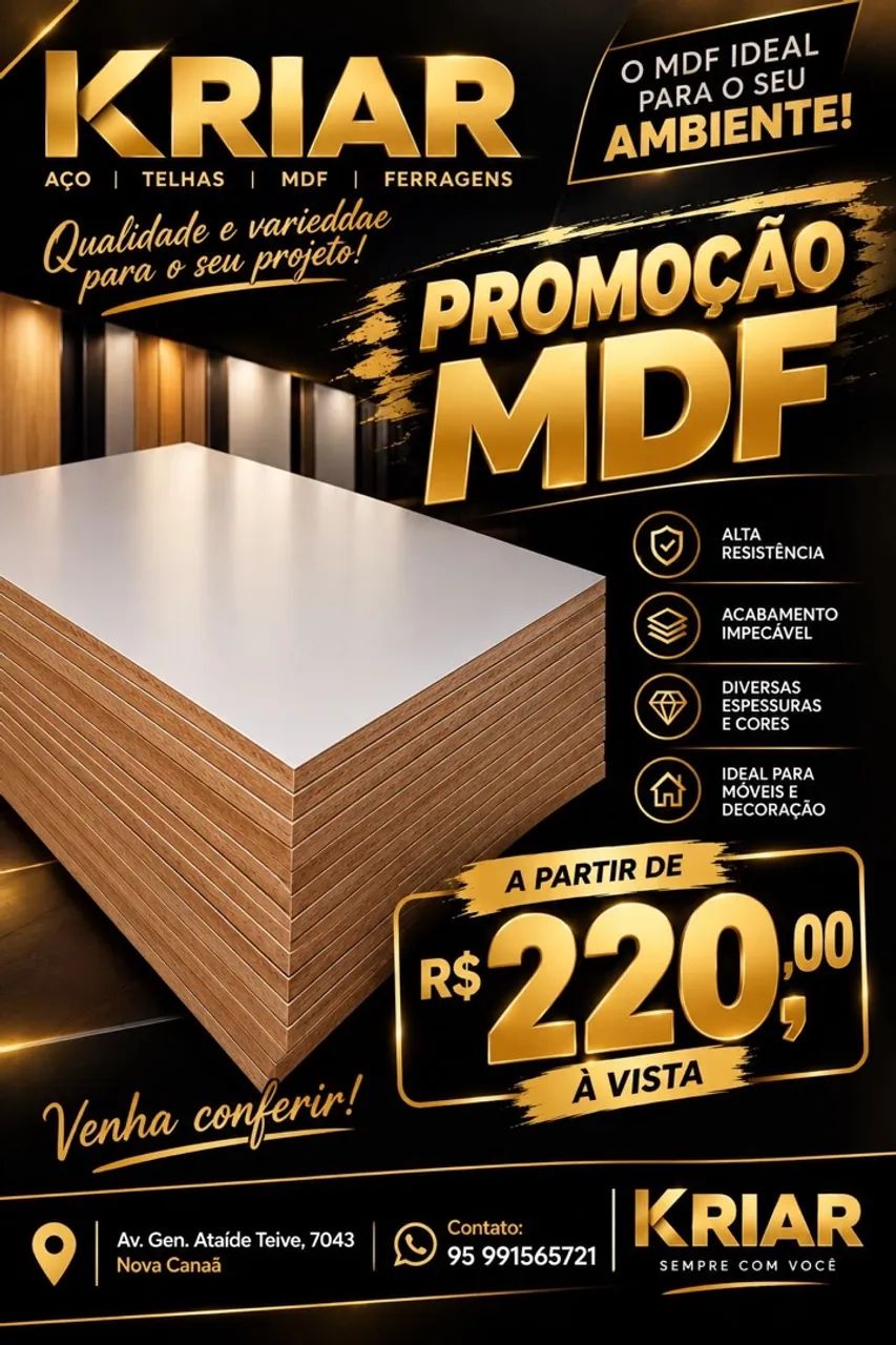 PROMOÇÃO MDF BRANCO 