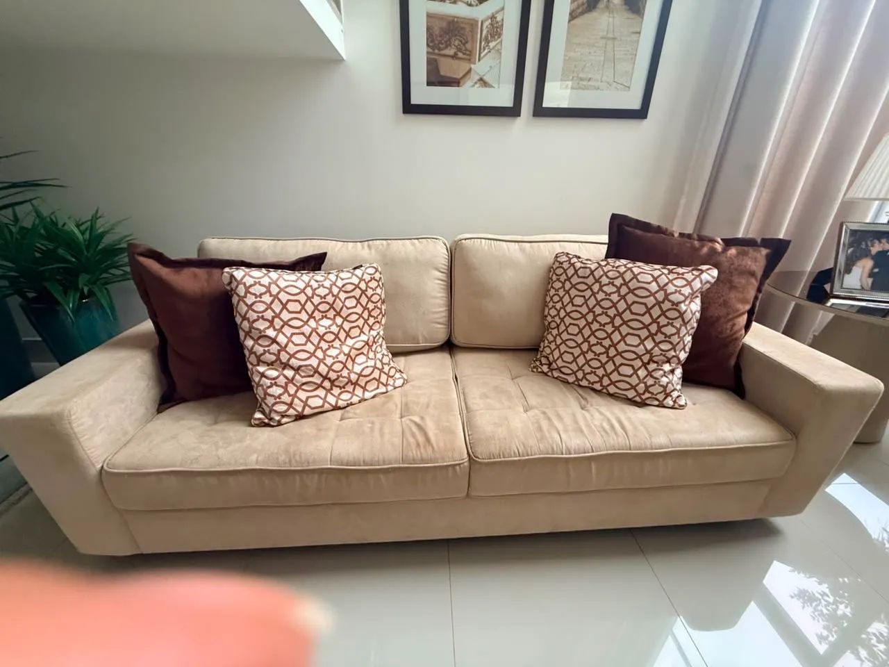 Sofa Pavani 3 Lugares 2,20cm Suede Creme Divani - Foto 3