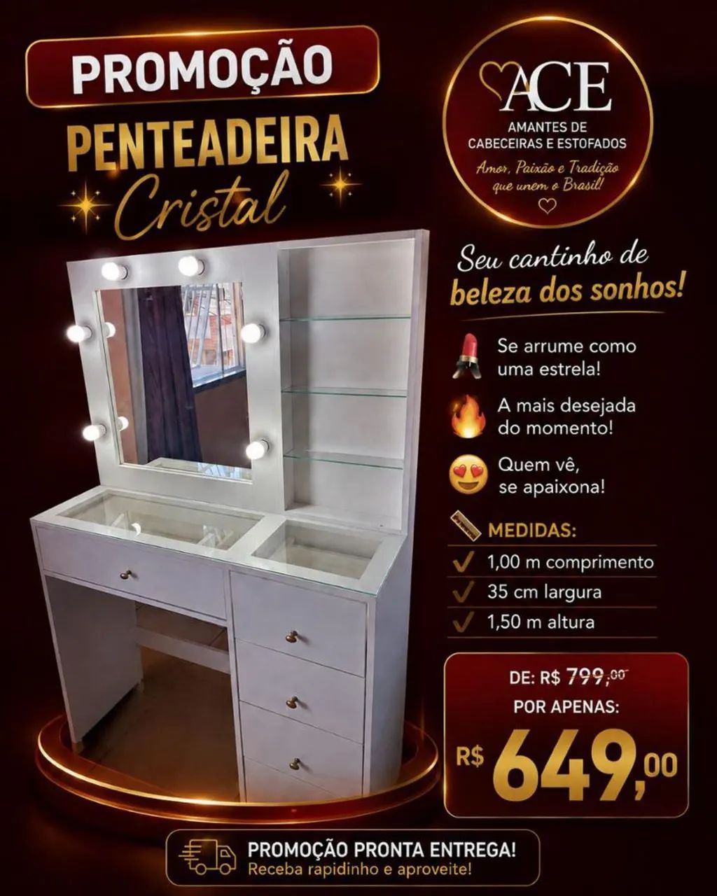 PENTEADEIRA CRISTAL 