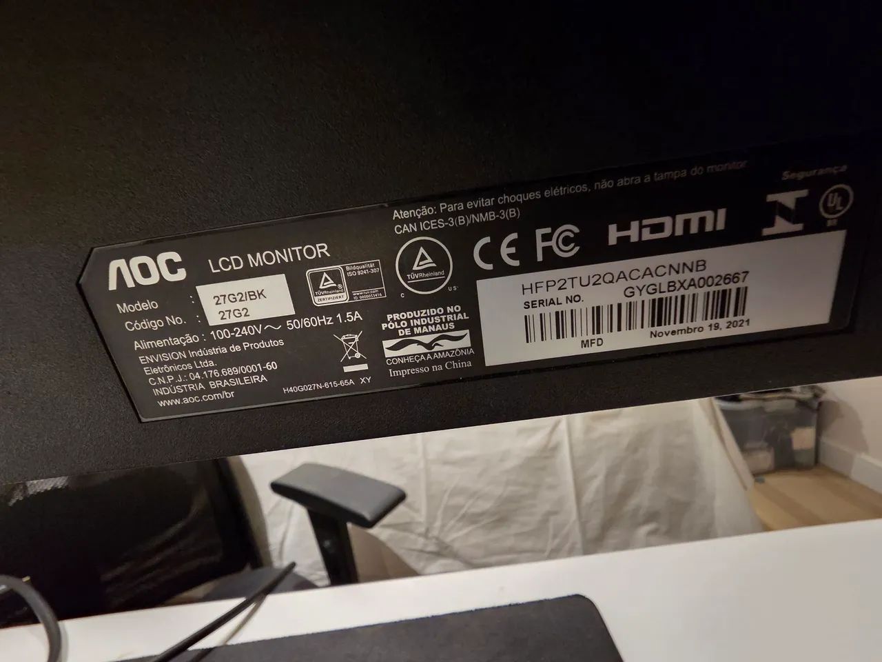 Monitor Gamer AOC Hero 27 Full HD, Wide, 144 Hz, 1ms, IPS - Foto 2