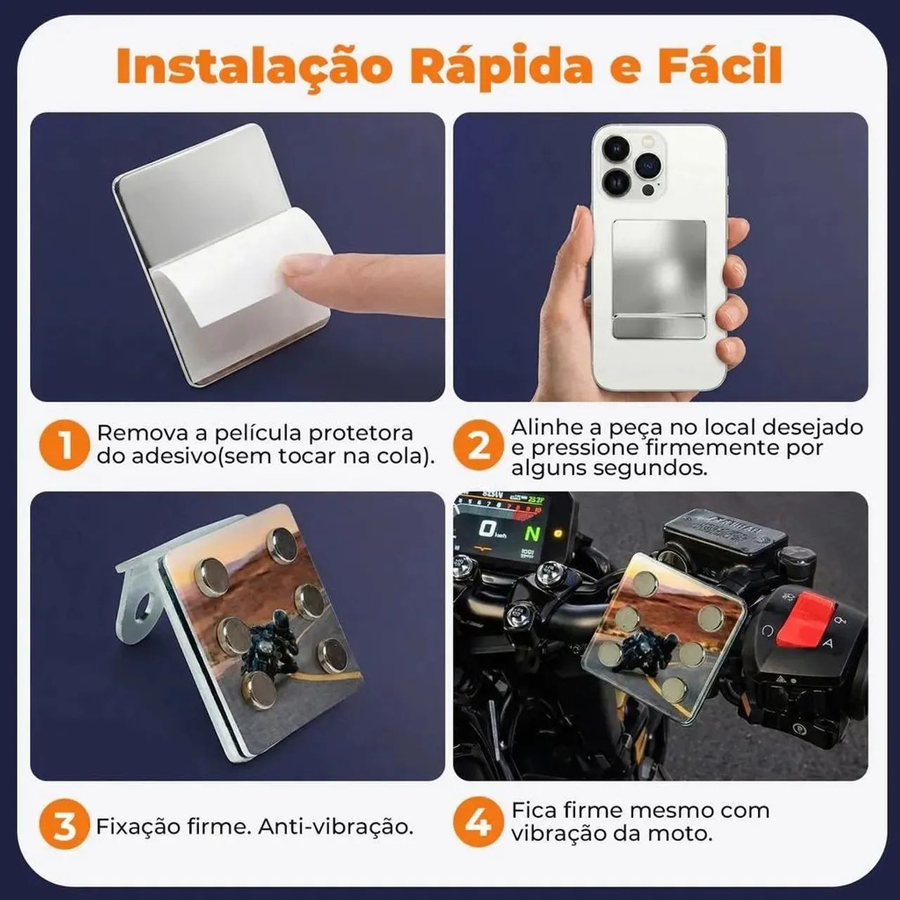 Suporte De Celular Magnético Para Moto 6 Imãs Extra Forte - Foto 5