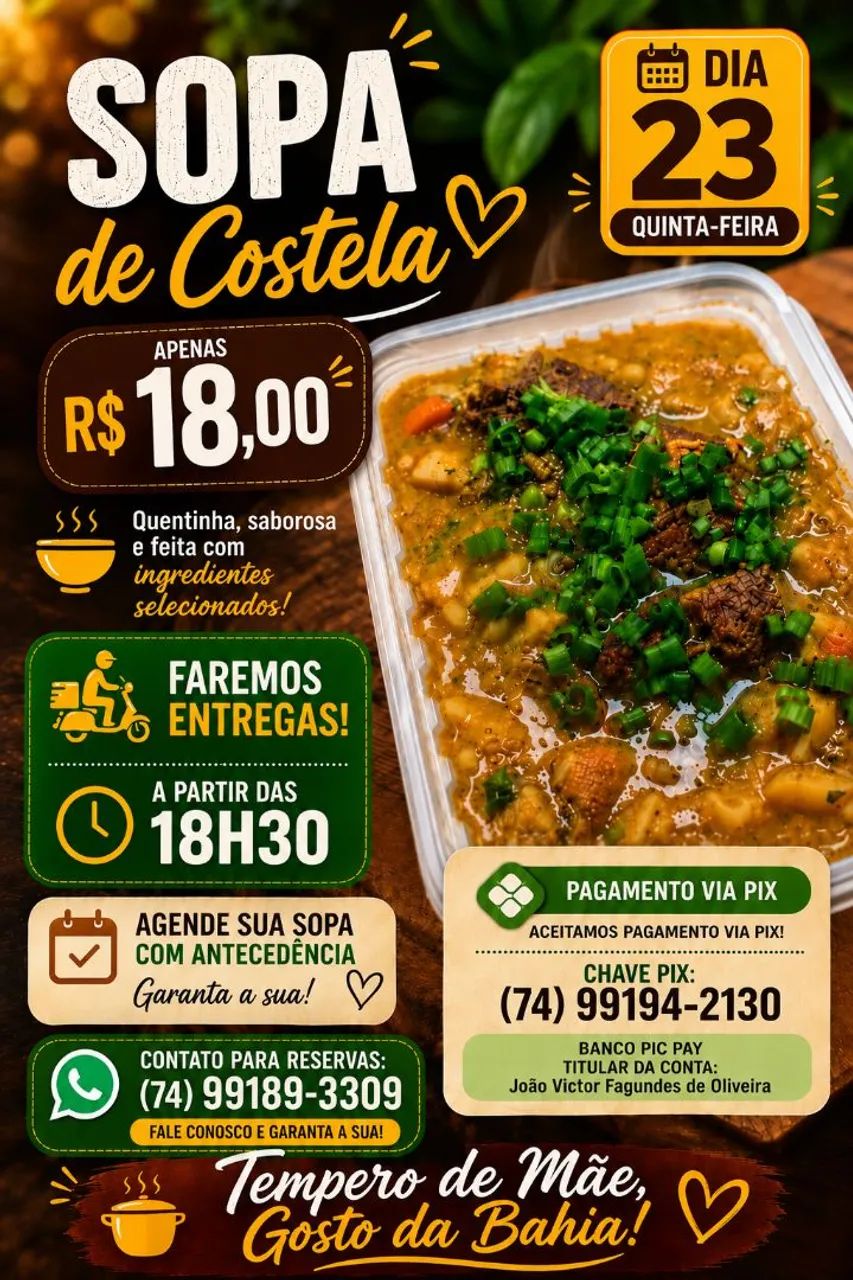 Sopa deliciosa de Costela 