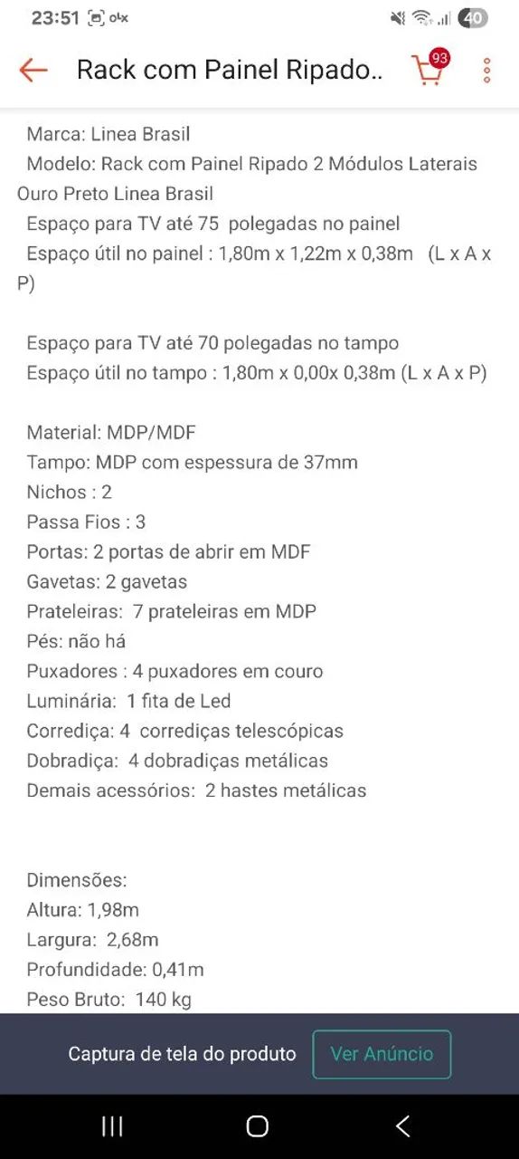 Rack com PAINEL Ripado 2 Módulos Laterais - Foto 3