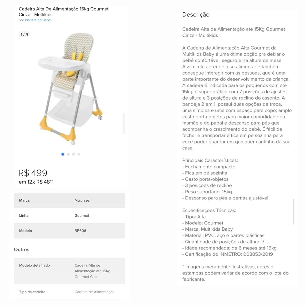 Cadeirinha alimentação  - Foto 3