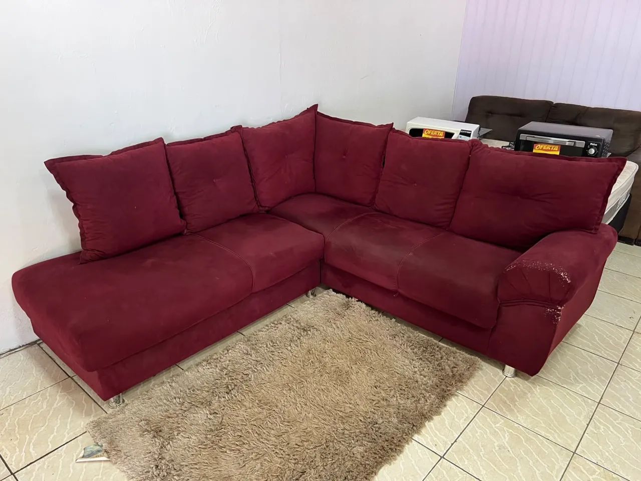 Sofá de Canto Com 6 Almofadas - Entrega Grátis  - Foto 3