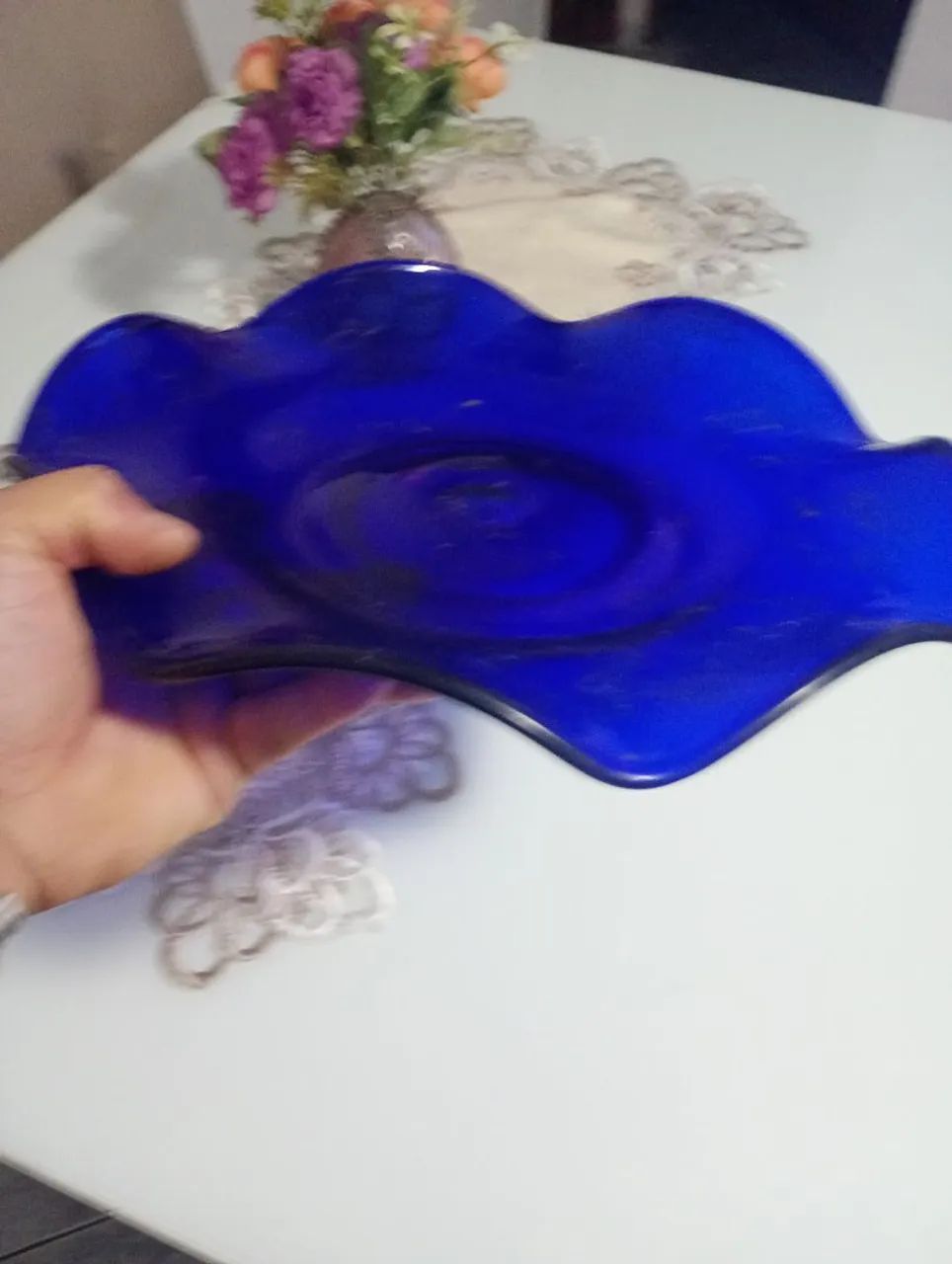 Fruteira antiga azul cobalto  - Foto 4