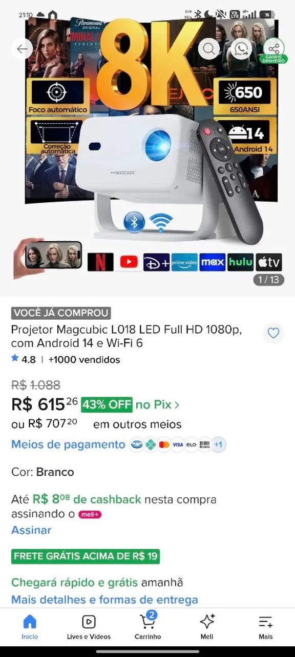 Projetor Magcubic L018
