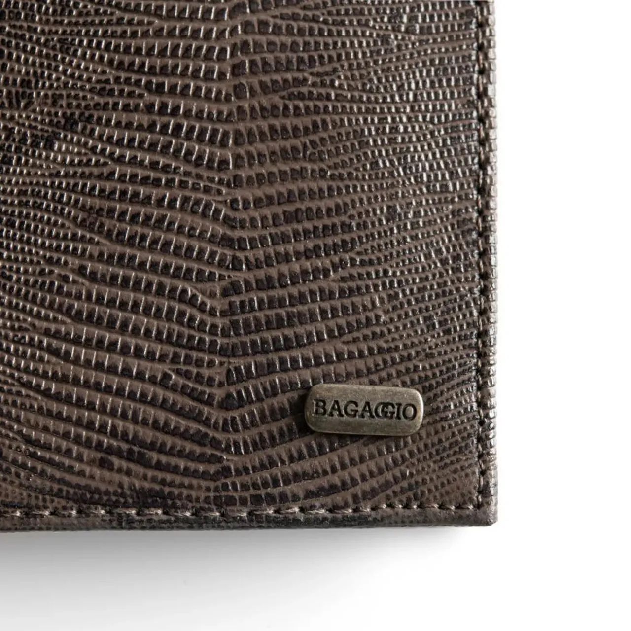 Carteira Masculina De Couro Lezard Café - Foto 2