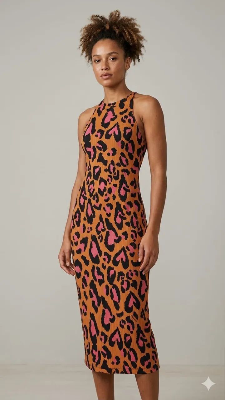 Vestido malha leopardo pop g