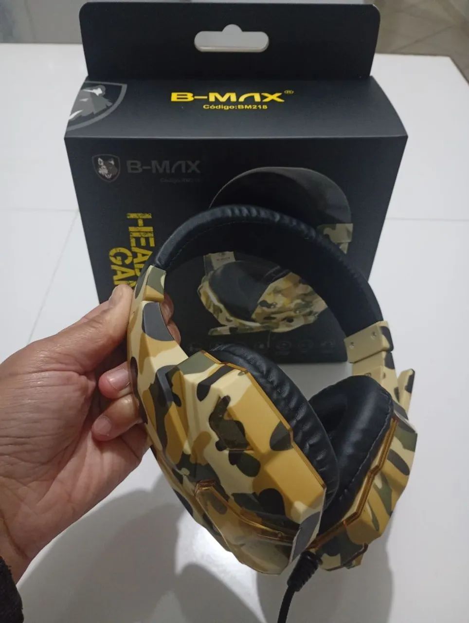 Fone De Ouvido Headset Gamer Led P/ Celular Pc Ps4 Camuflado - Foto 3