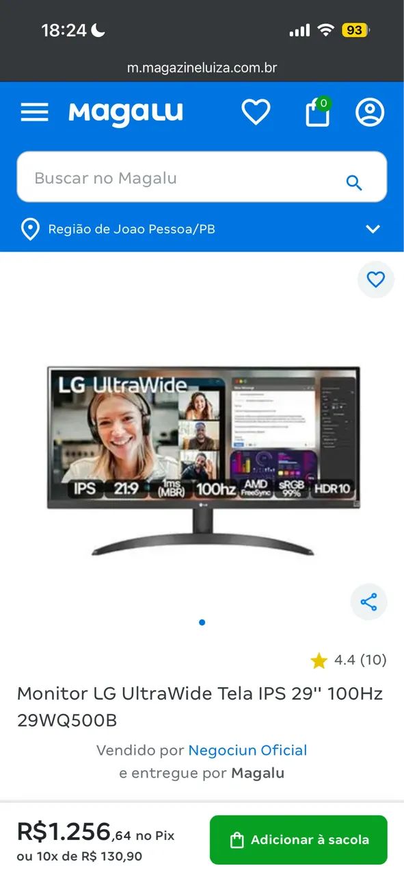 LG UltraWide 29 polegadas IPS 2560x1080 ? Só 157h de Uso ? na caixa em Estado de Novo - Foto 4